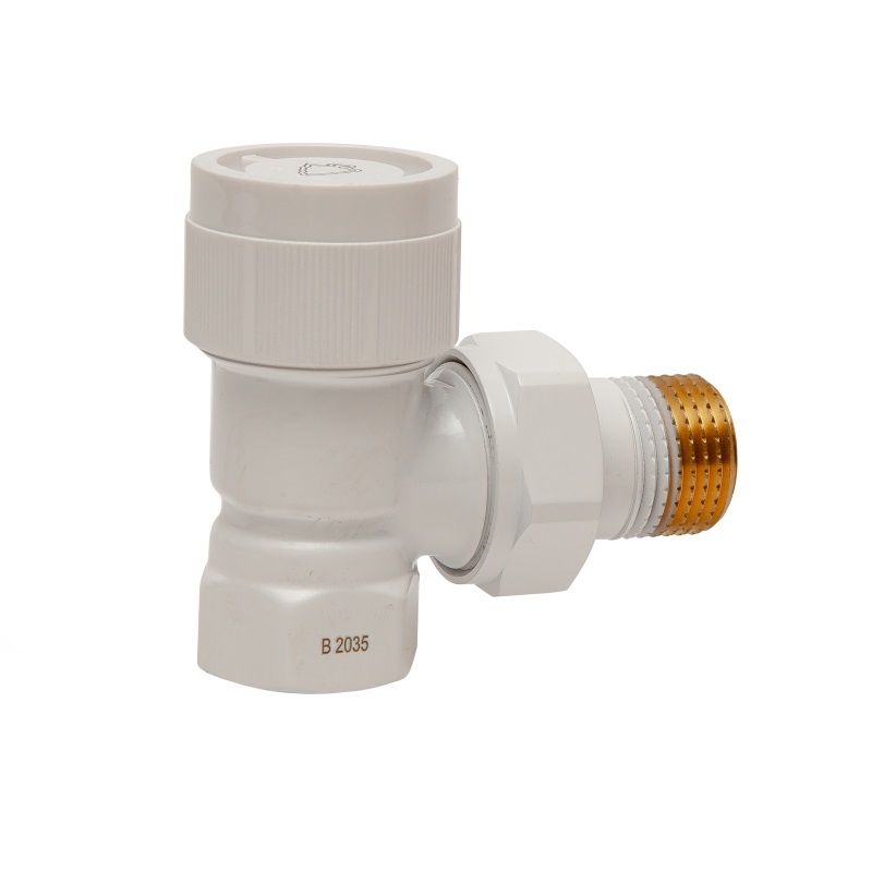 Термостатический радиаторный клапан Arrowhead White, угловой, Ду15, белый цвет