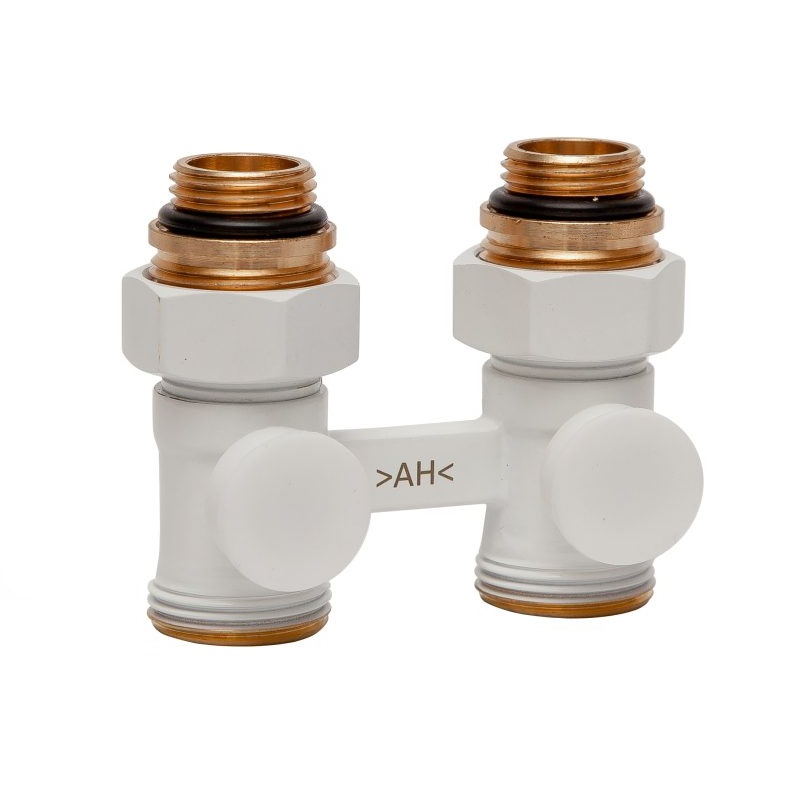 Узел подключения радиатора H-образный Arrowhead White, прямой, 3/4″- 1/2″, белый цвет