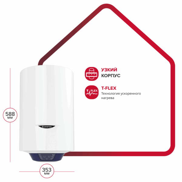 Водонагреватель накопительный электрический настенный вертикальный ARISTON BLU1 ECO ABS PW 30 V SLIM