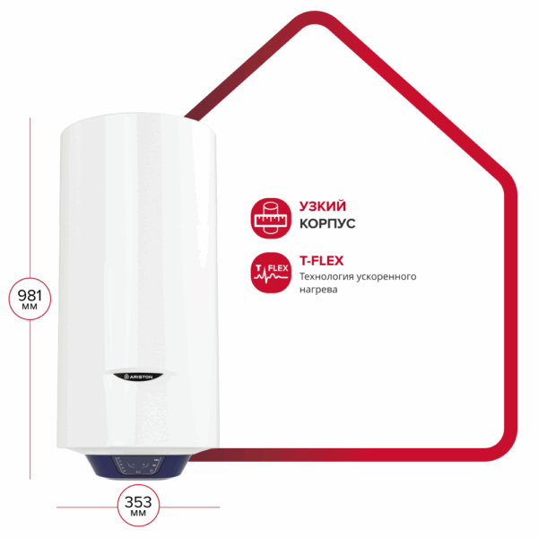 Водонагреватель накопительный электрический настенный вертикальный BLU1 ECO ABS PW 65 V SLIM
