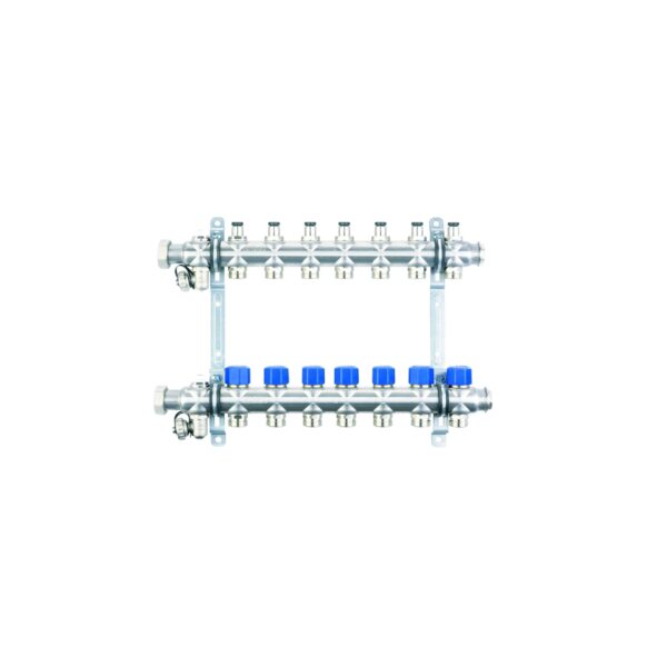 Коллекторная группа НГ 1″ с вентилями, 7 контуров 3/4″ EK, нержавеющая сталь «ELSEN»