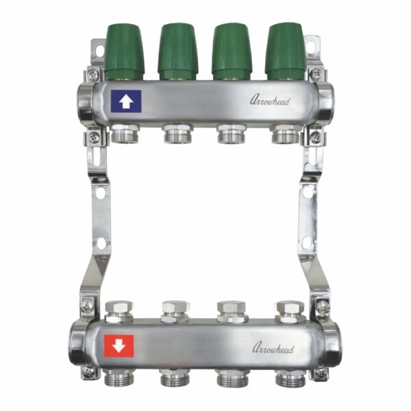 Коллектор из нержавеющей стали без расходомеров ARROWHEAD, 1″ x 34″, 4 выхода