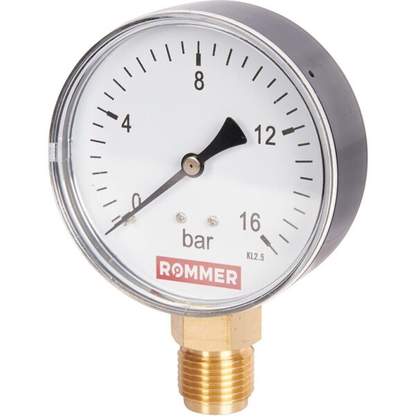 ROMMER Манометр радиальный. Корпус Dn 80 мм 1/2 , 0…16 бар, кл.2.5