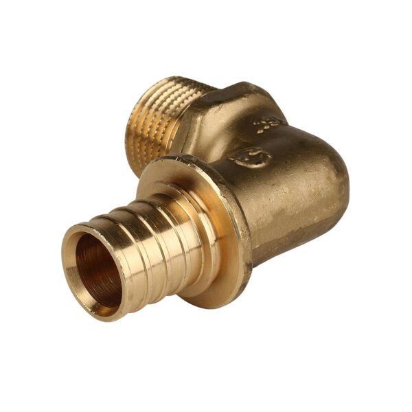 STOUT Угольник-переходник с наружной резьбой 20xR 1/2″ для труб из сшитого полиэтилена аксиальный