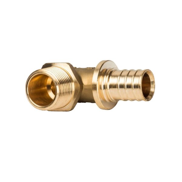 STOUT Угольник-переходник с наружной резьбой 25xR 3/4″ для труб из сшитого полиэтилена аксиальный