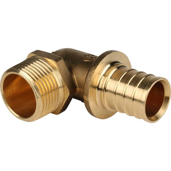 STOUT Угольник-переходник с наружной резьбой 32xR 1″ для труб из сшитого полиэтилена аксиальный