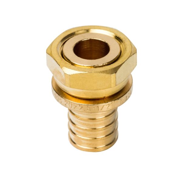 STOUT Переходник с накидной гайкой 20xG 1/2″ для труб из сшитого полиэтилена аксиальный