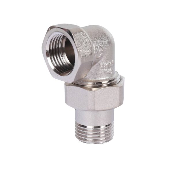 STOUT Разъемное угловое соединение американка ВН, никелированное 1/2″