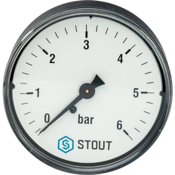 STOUT Манометр аксиальный. Корпус Dn 63 мм 1/4″, 0…6 бар, кл.2.5