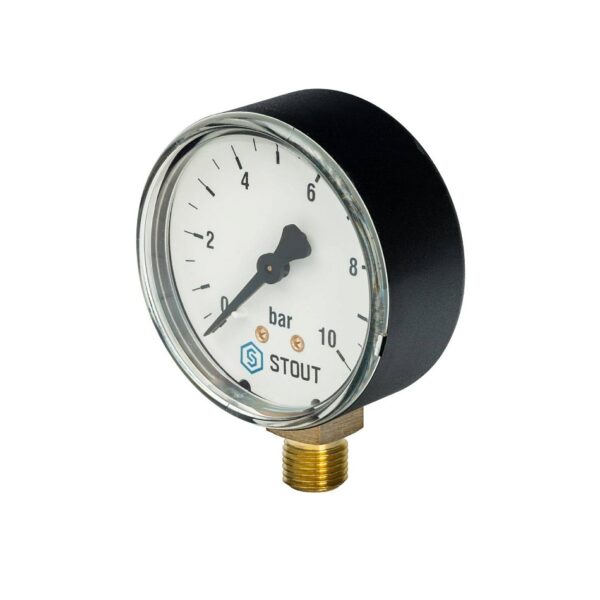 STOUT Манометр радиальный. Корпус Dn 63 мм 1/4″, 0…10 бар, кл.2.5