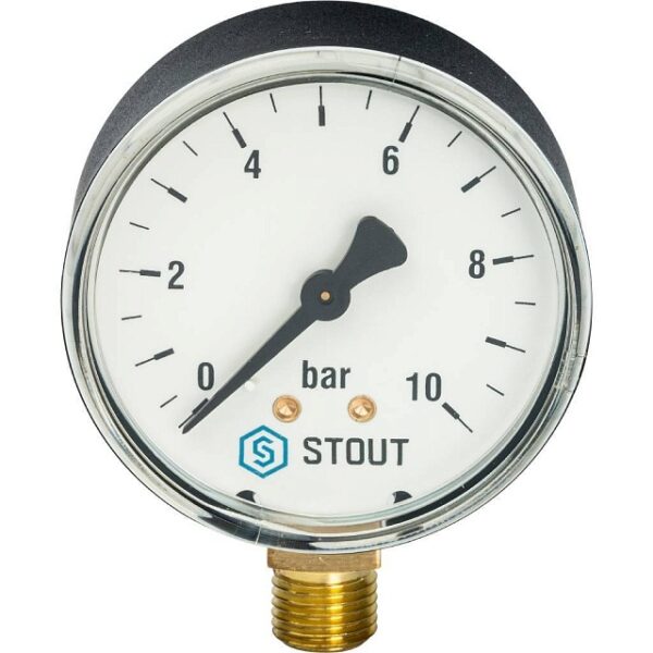 STOUT Манометр радиальный. Корпус Dn 63 мм 1/4″, 0…10 бар, кл.2.5