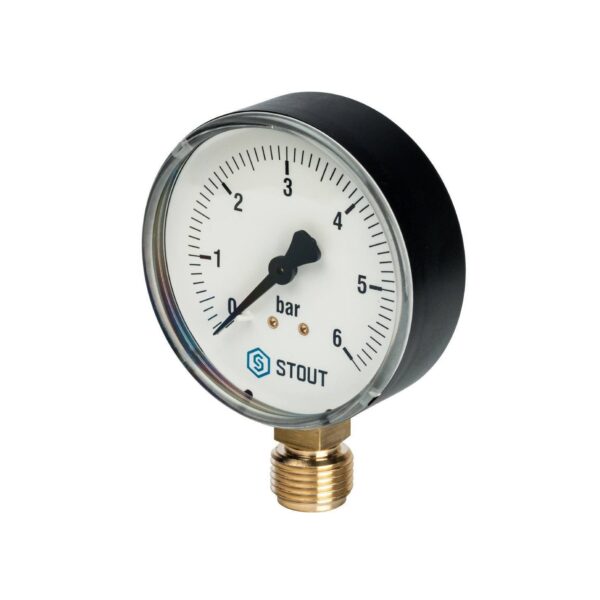 STOUT Манометр радиальный. Корпус Dn 80 мм 1/2″, 0…6 бар, кл.2.5