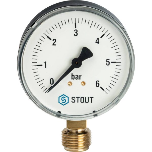 STOUT Манометр радиальный. Корпус Dn 80 мм 1/2″, 0…6 бар, кл.2.5