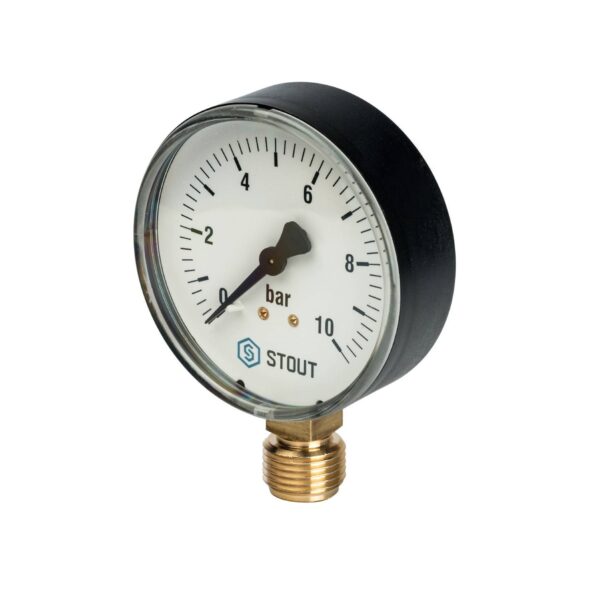 STOUT Манометр радиальный. Корпус Dn 80 мм 1/2″, 0…10 бар, кл.2.5