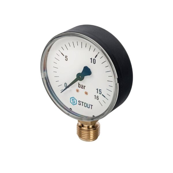 STOUT Манометр радиальный. Корпус Dn 80 мм 1/2″, 0…16 бар, кл.2.5