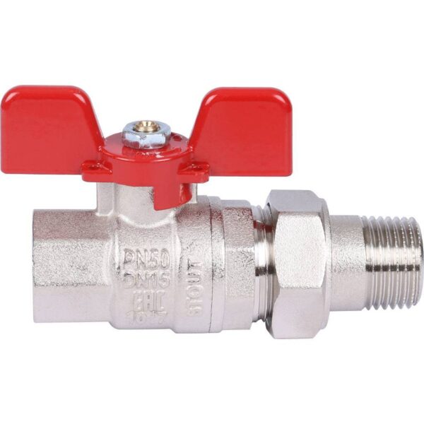 STOUT Кран шаровой полнопроходной с  американкой , ВР/НР, ручка бабочка 1/2 (EPDM)