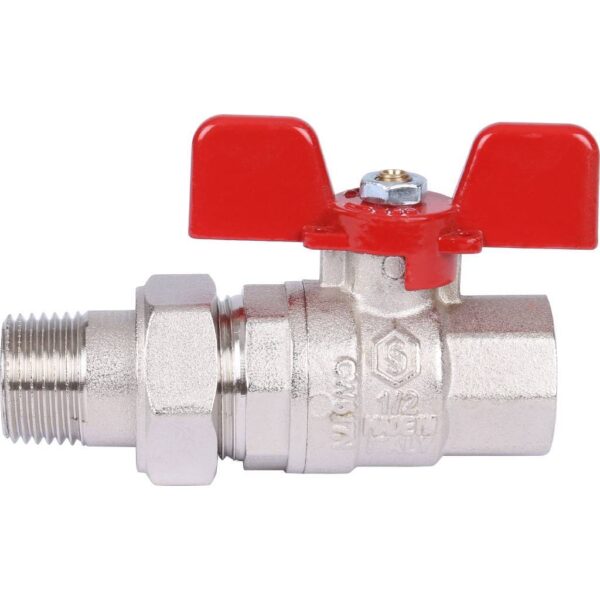 STOUT Кран шаровой полнопроходной с  американкой , ВР/НР, ручка бабочка 1/2 (EPDM)