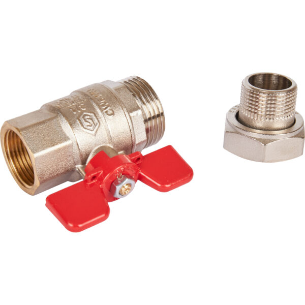 STOUT Кран шаровой полнопроходной с  американкой , ВР/НР, ручка бабочка 3/4 (EPDM)