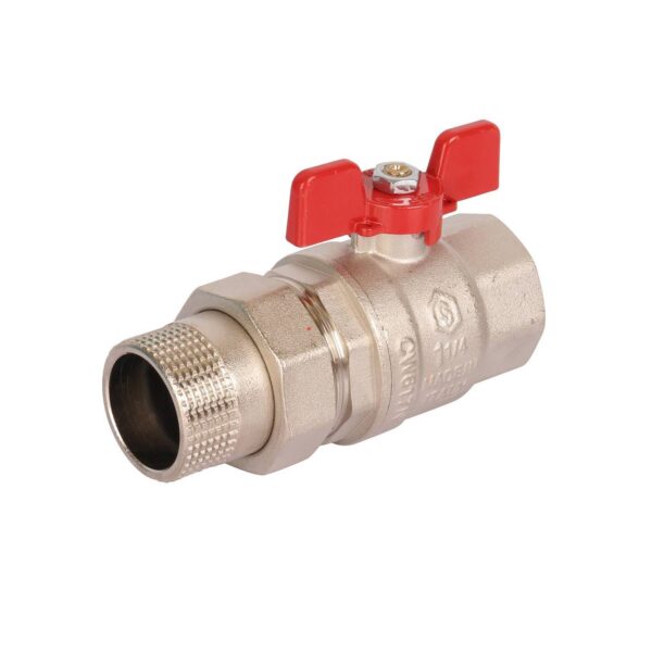 STOUT Кран шаровой полнопроходной с  американкой , ВР/НР, ручка бабочка 1 1/4 (EPDM)