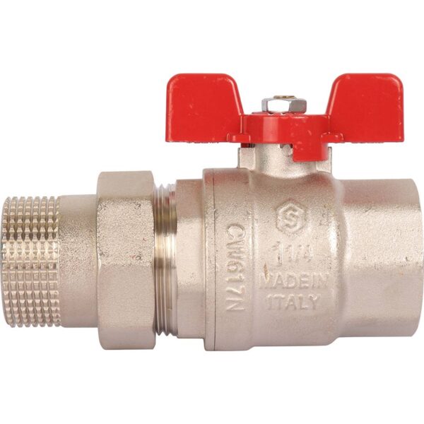 STOUT Кран шаровой полнопроходной с  американкой , ВР/НР, ручка бабочка 1 1/4 (EPDM)