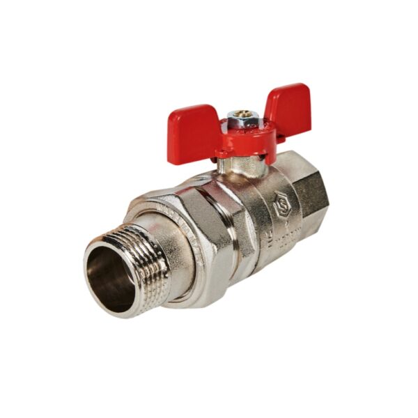 STOUT Кран шаровой полнопроходной с американкой, ВР/НР, ручка бабочка 1 (EPDM)