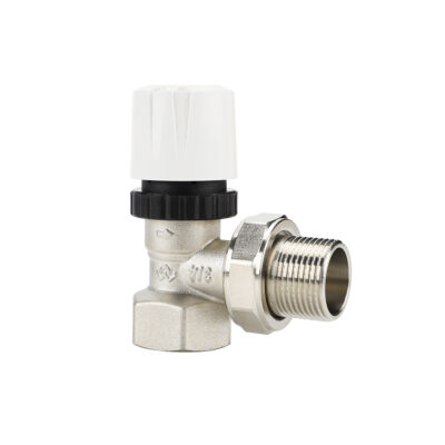 Термостатический клапан (терморегулятор) Varmega, 3/4″ ВР-НР, угловой, без преднастройки (VM10403)